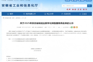 公司入選2025年安徽省制造業(yè)數(shù)字化轉(zhuǎn)型服務商名單